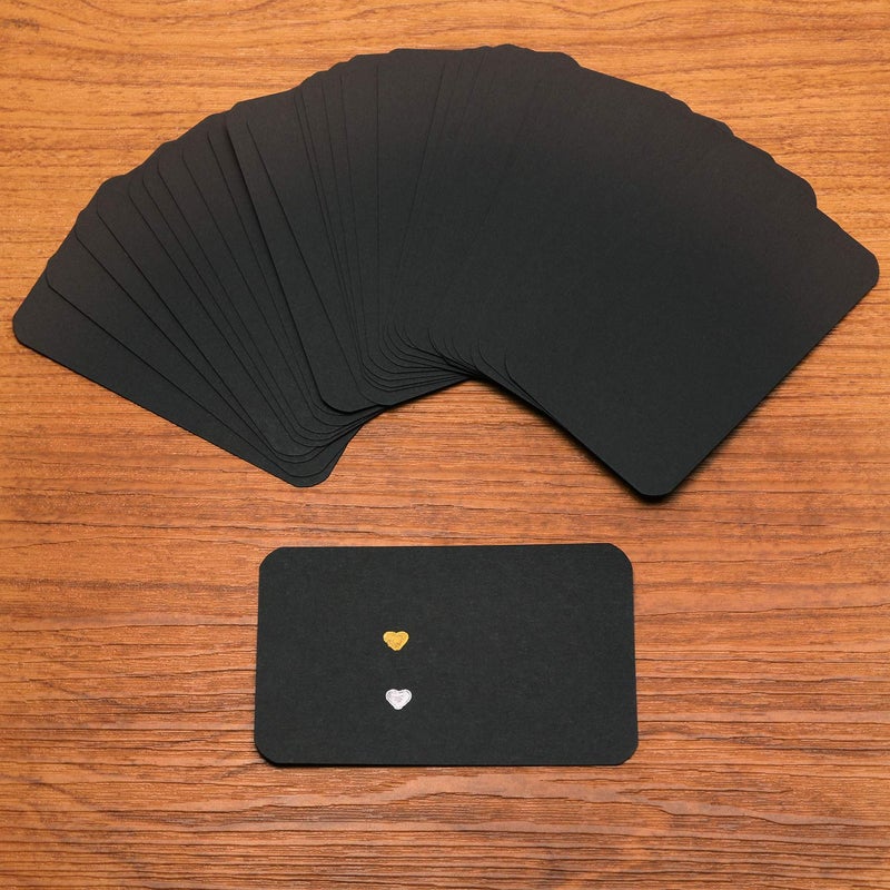 Penta Angel 100 Pcs Mini Paper Blank Gift Notes Cards DIY Craft Small Word Business Message Cards (Black) - Image 4